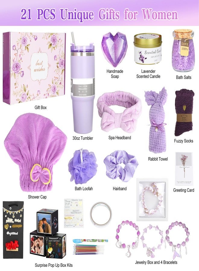 CLTTCLLCT Birthday Valentines Day Gifts for Her, 21PCS DIY Photo Pop Up Box Get Well Soon Gifts Baskets for Women, Spa Care Package After Surgery Feel Better Inspirational Mother's Day Gift for Mom Wife Grandma - Image 2